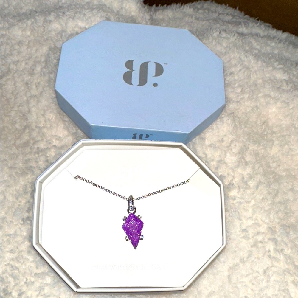 BP OG NK91763 Freedom's Flame LC Lavender Ice Crystal on Rhodium necklace
